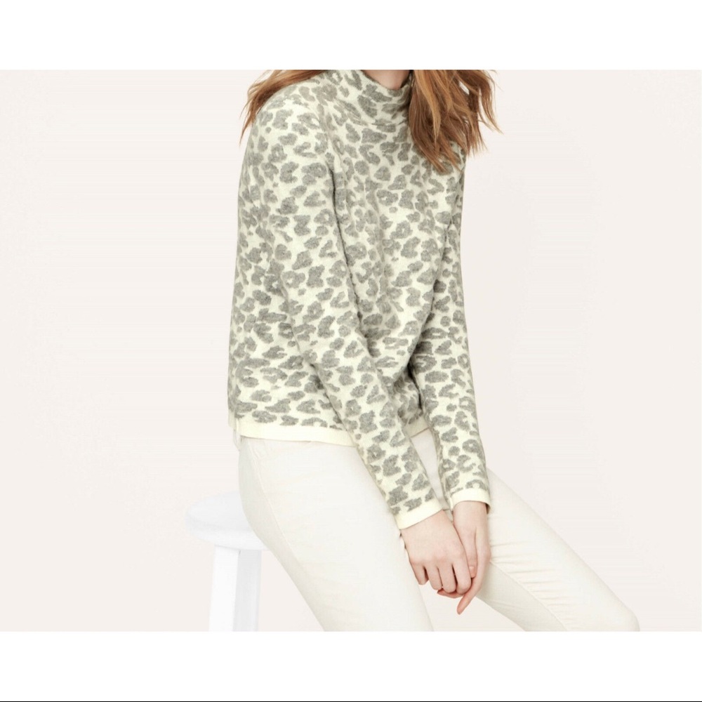 Ann Taylor LOFT Mock Neck Leopard Print Sweater